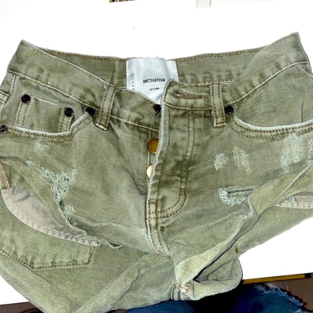 ONE TEASPOON ARMY GREEN DEMIN SHORTS